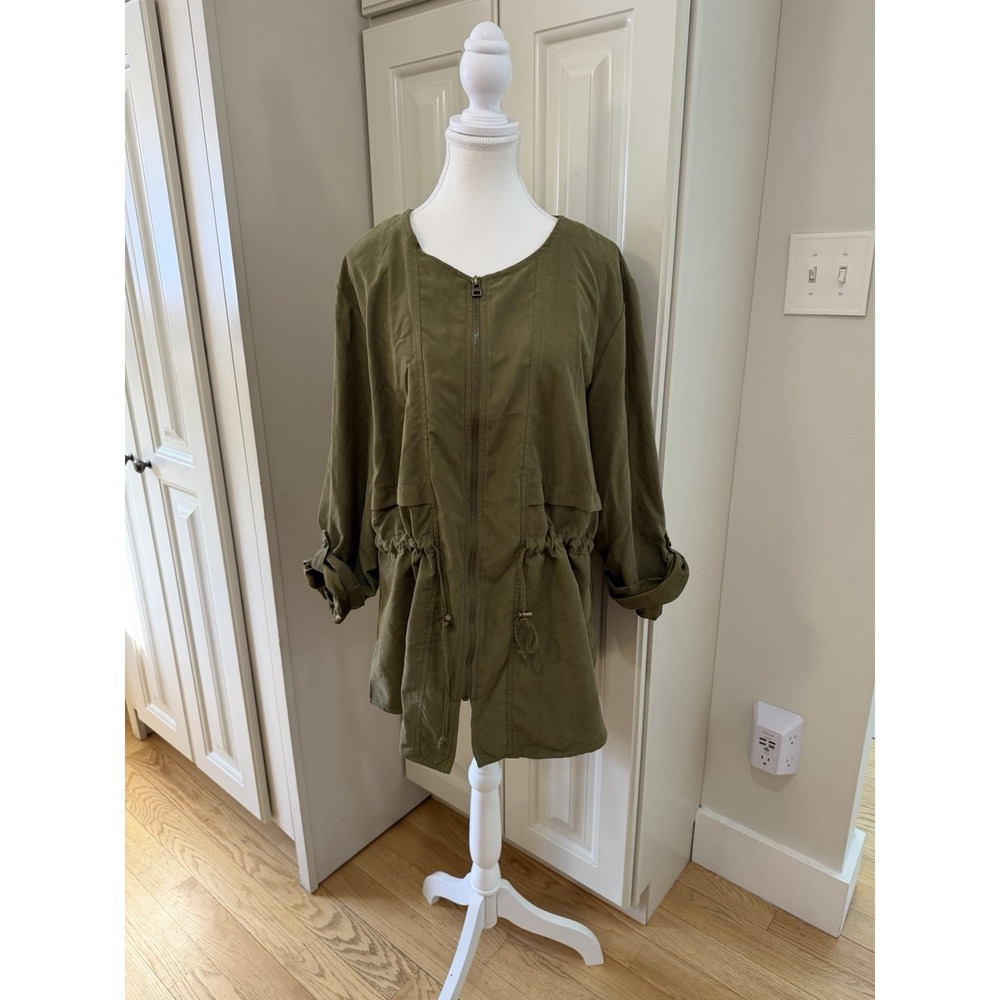 Maurices XXL Olive Utility Jacket Boho‎ Safari Military Cargo Chic Plus EUC